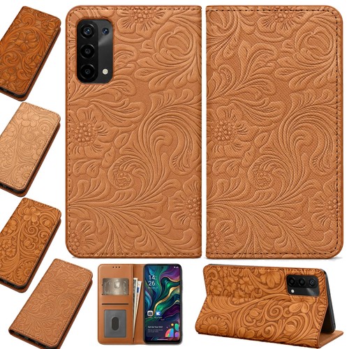 Tooled leather floral print - leather,